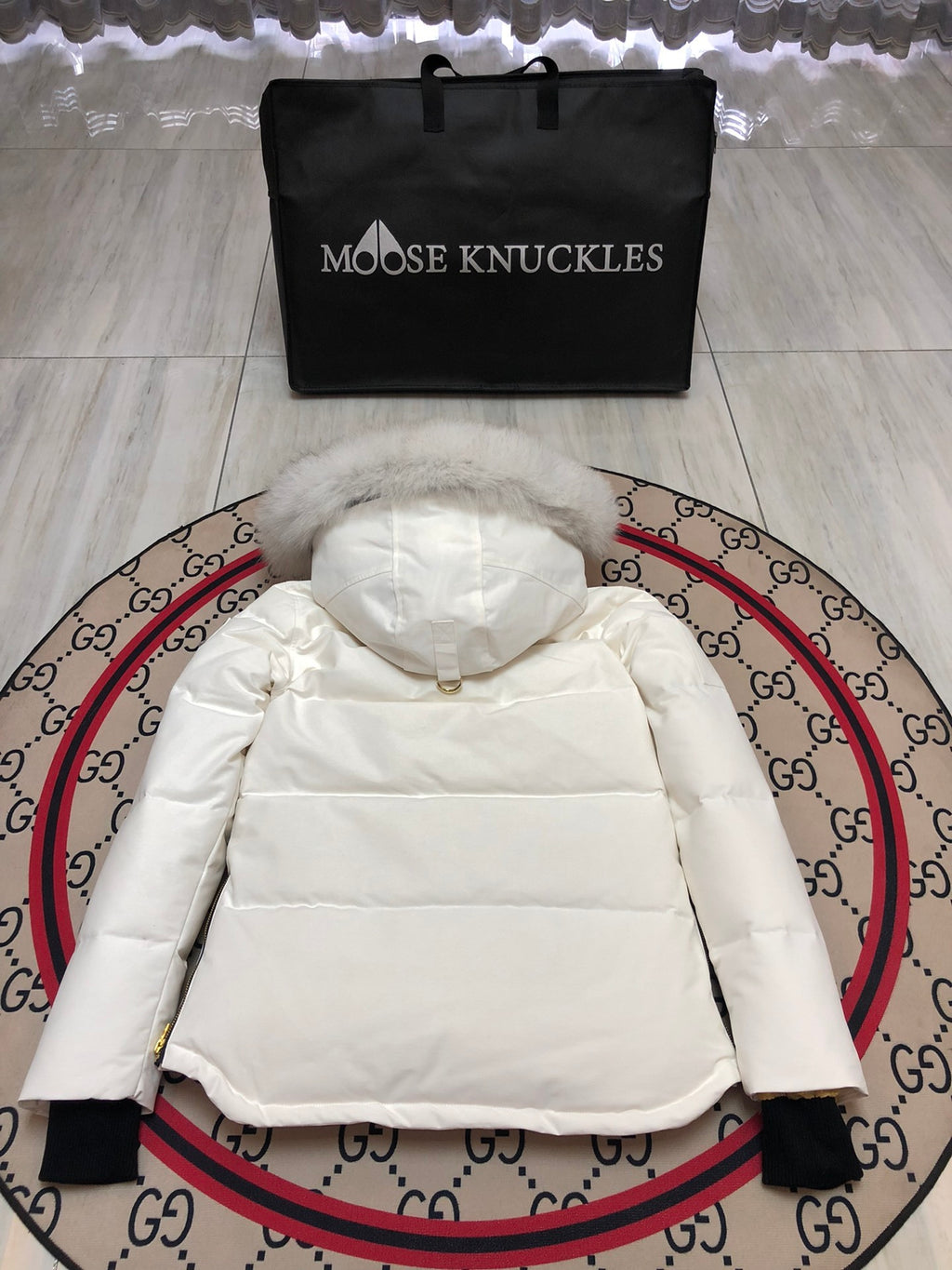 Moose Knuckles Women's Quilted Hooded Jacket with Gold-Tone Details