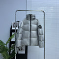 Canada Goose Crofton Silver Hooded Puffer Jacket with Black Sleeve Patch