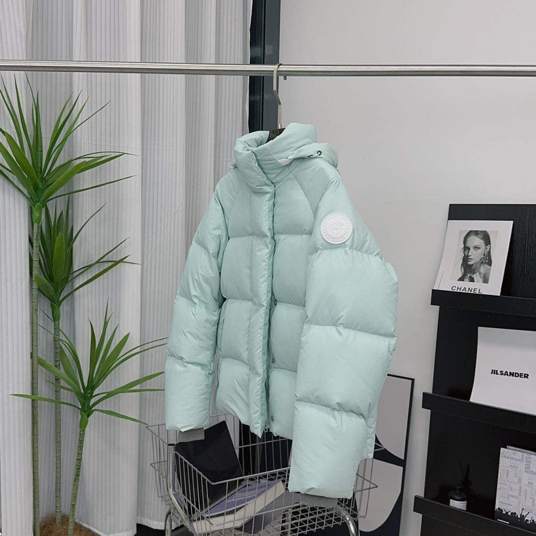 Canada Goose Hooded Puffer Jacket with White Sleeve Patch