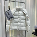 Moncler White Hooded Puffer Jacket with 70 Logo Patch