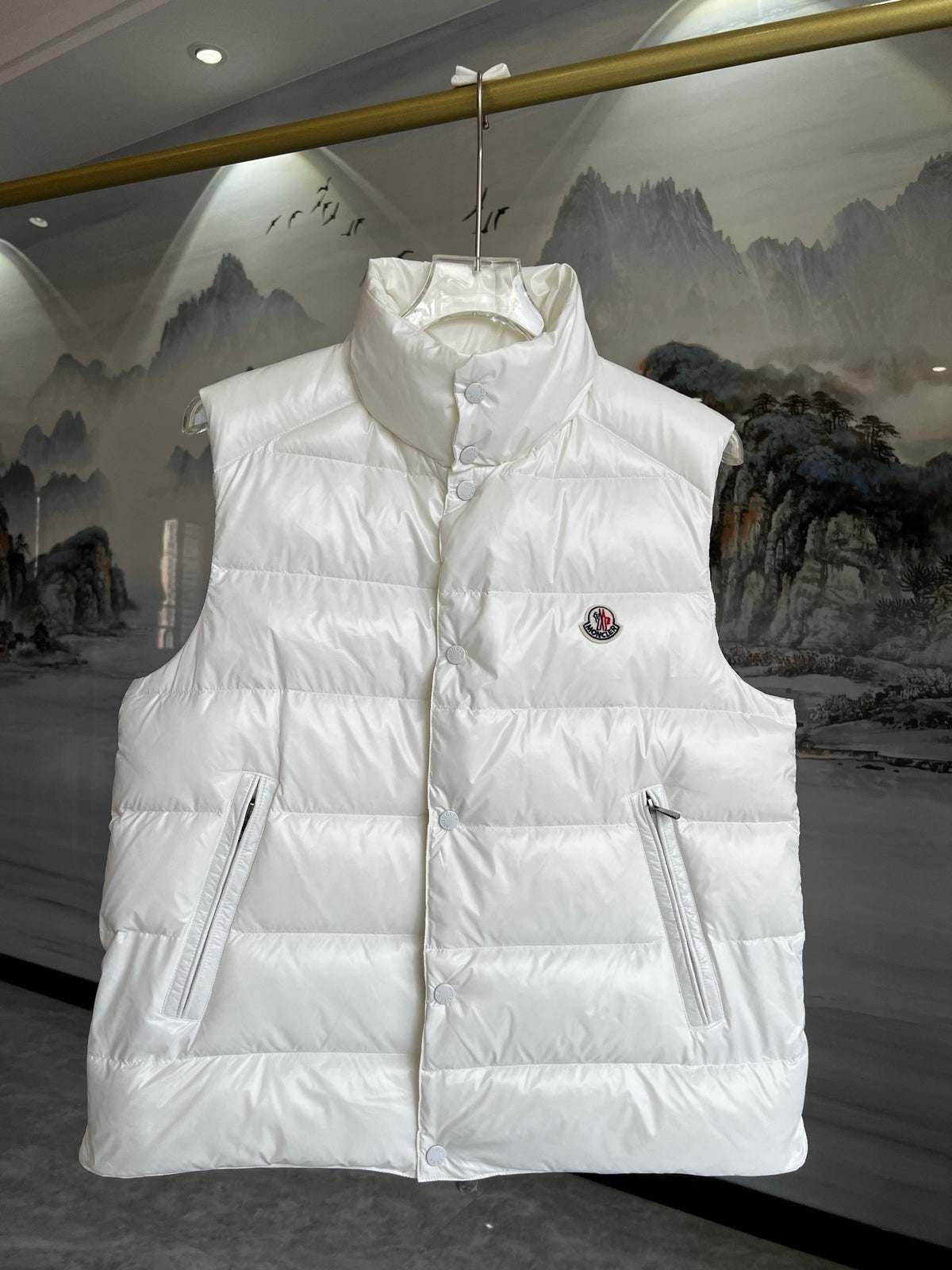 Moncler Stand-Collar Quilted Vest with Zip Pockets
