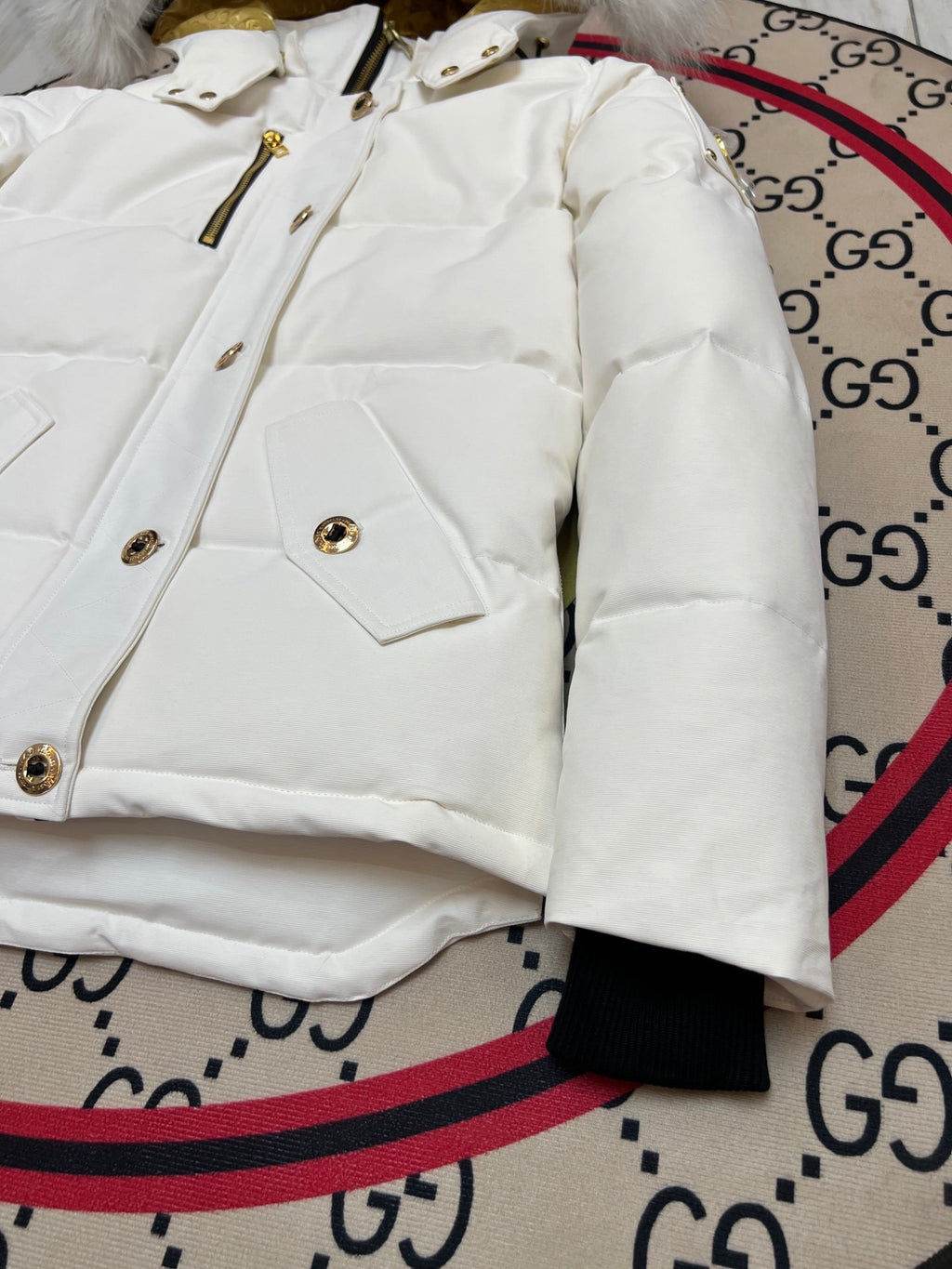 Moose Knuckles Women's Quilted Hooded Jacket with Gold-Tone Details