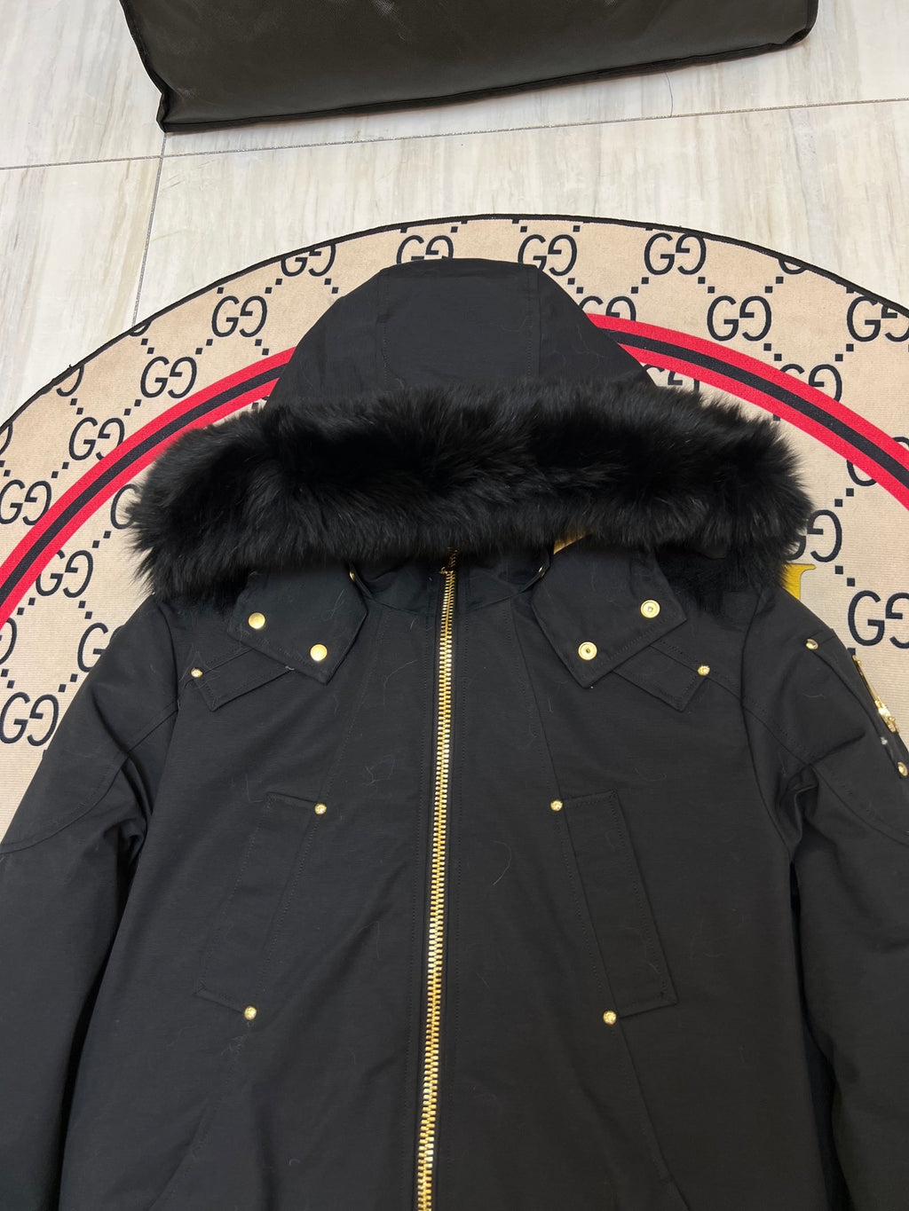 Moose Knuckles Men's Hooded Bomber Jacket with Gold-Tone Zipper