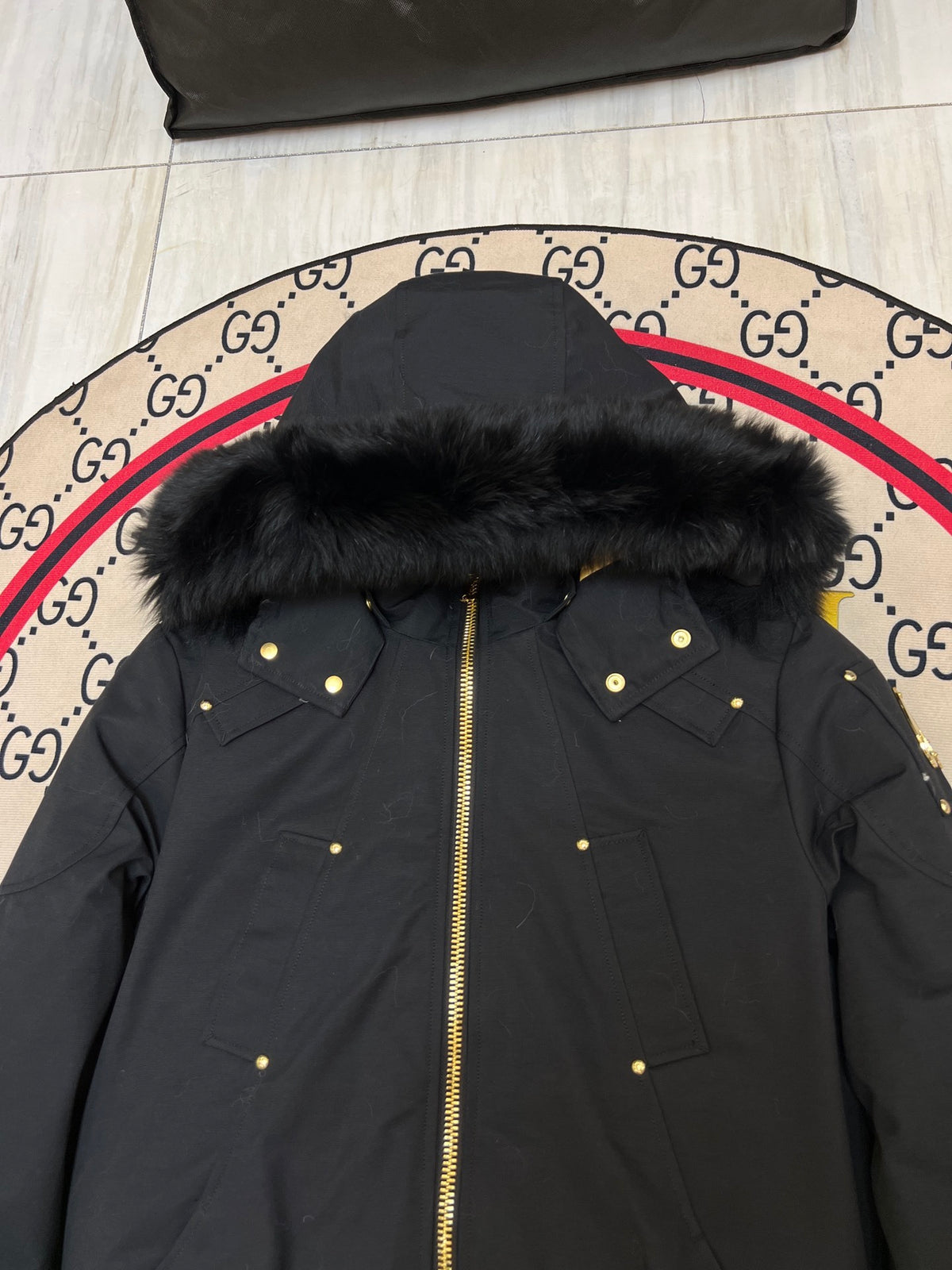 Moose Knuckles Men's Hooded Bomber Jacket with Gold-Tone Zipper