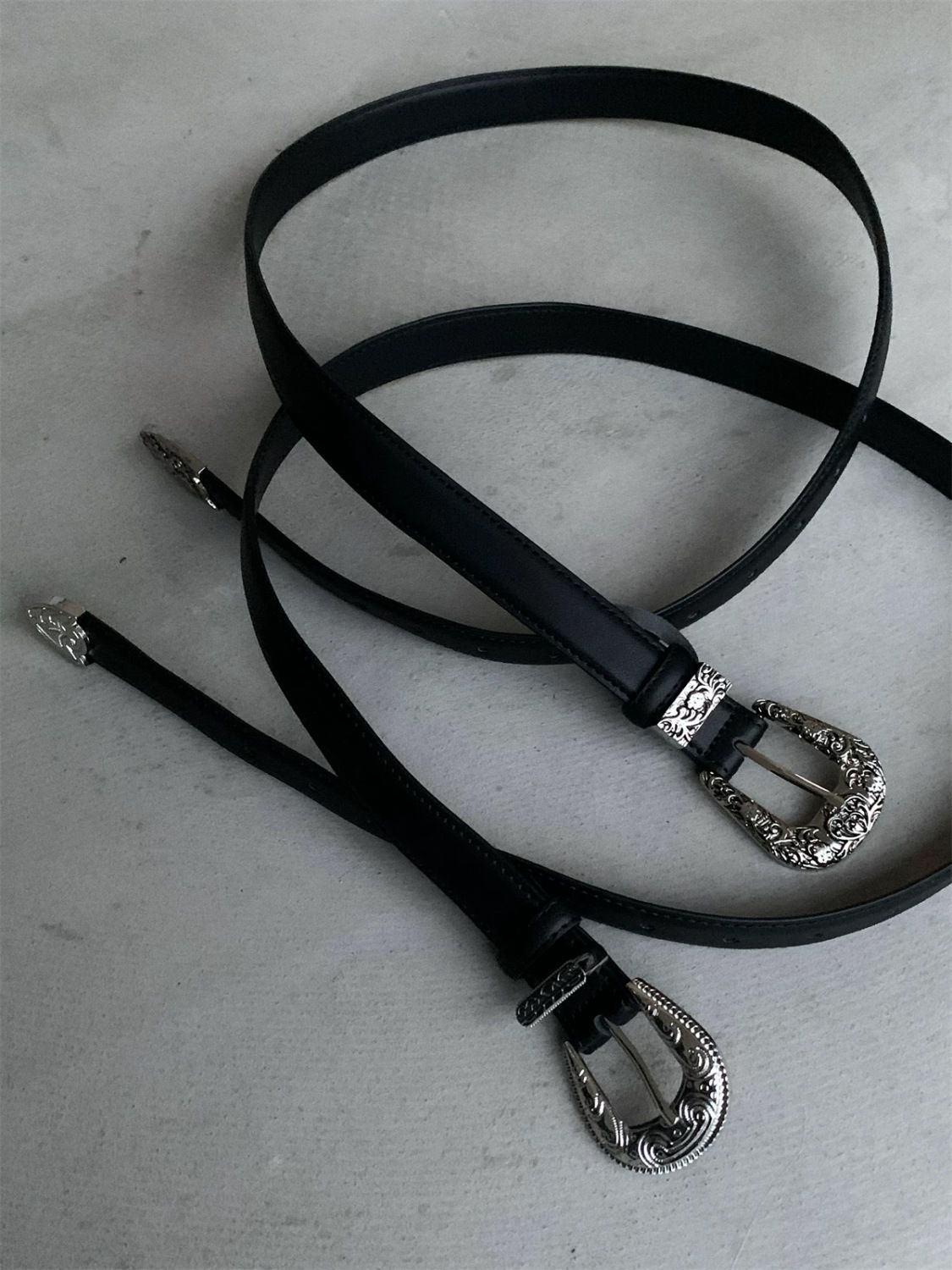 Akiyama Style Leather Belt Engraved Western Metal Buckle Waist Belt