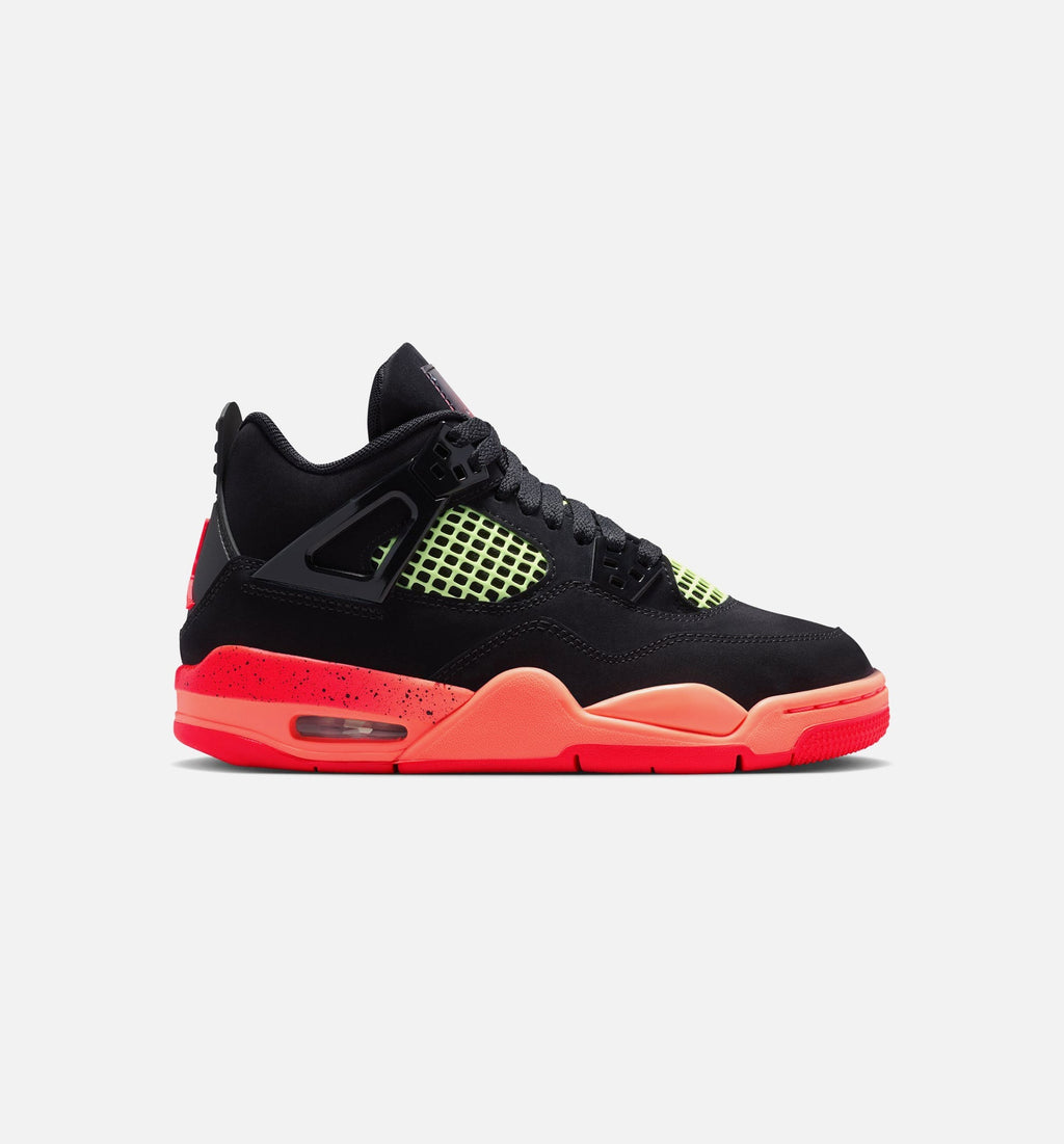 Air Jordan 4 Retro Grade School Lifestyle Shoe - Black/Infrared 23/Bright Mango