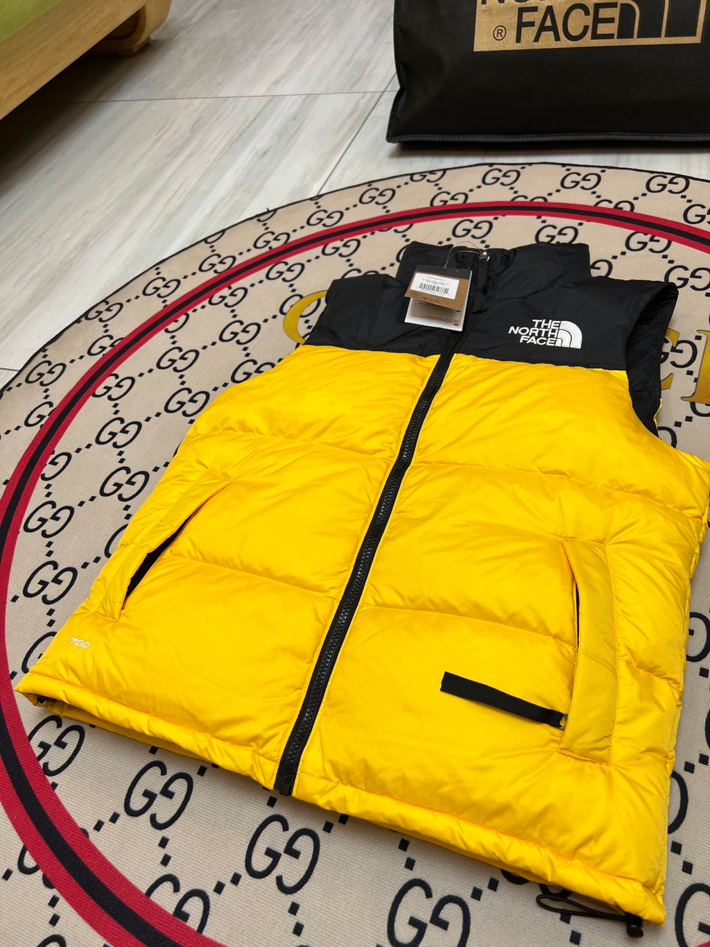 The North Face Unisex Color-Block Puffer Vest in Yellow
