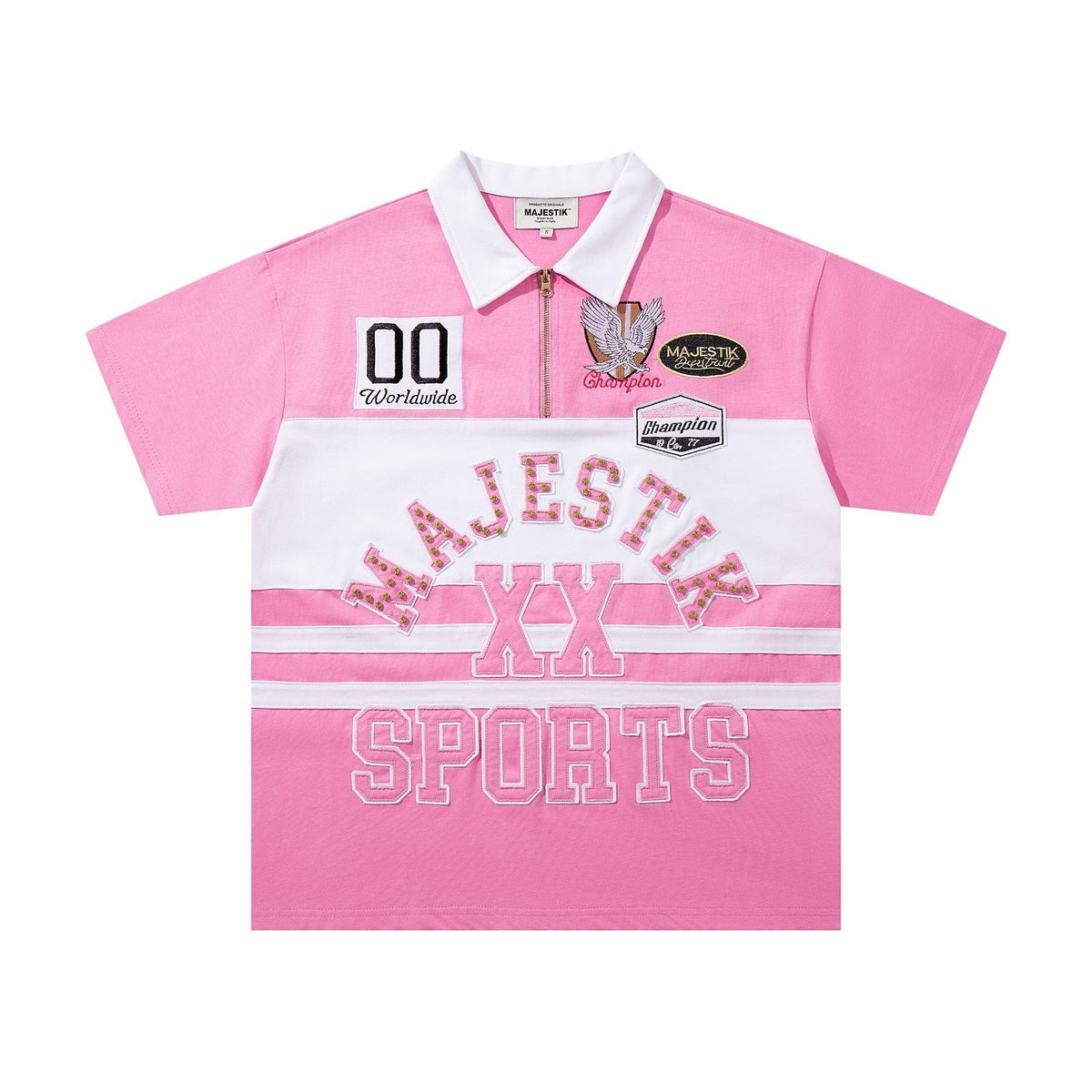 MAJESTIK XX Sports Graphic Zip Polo Shirt