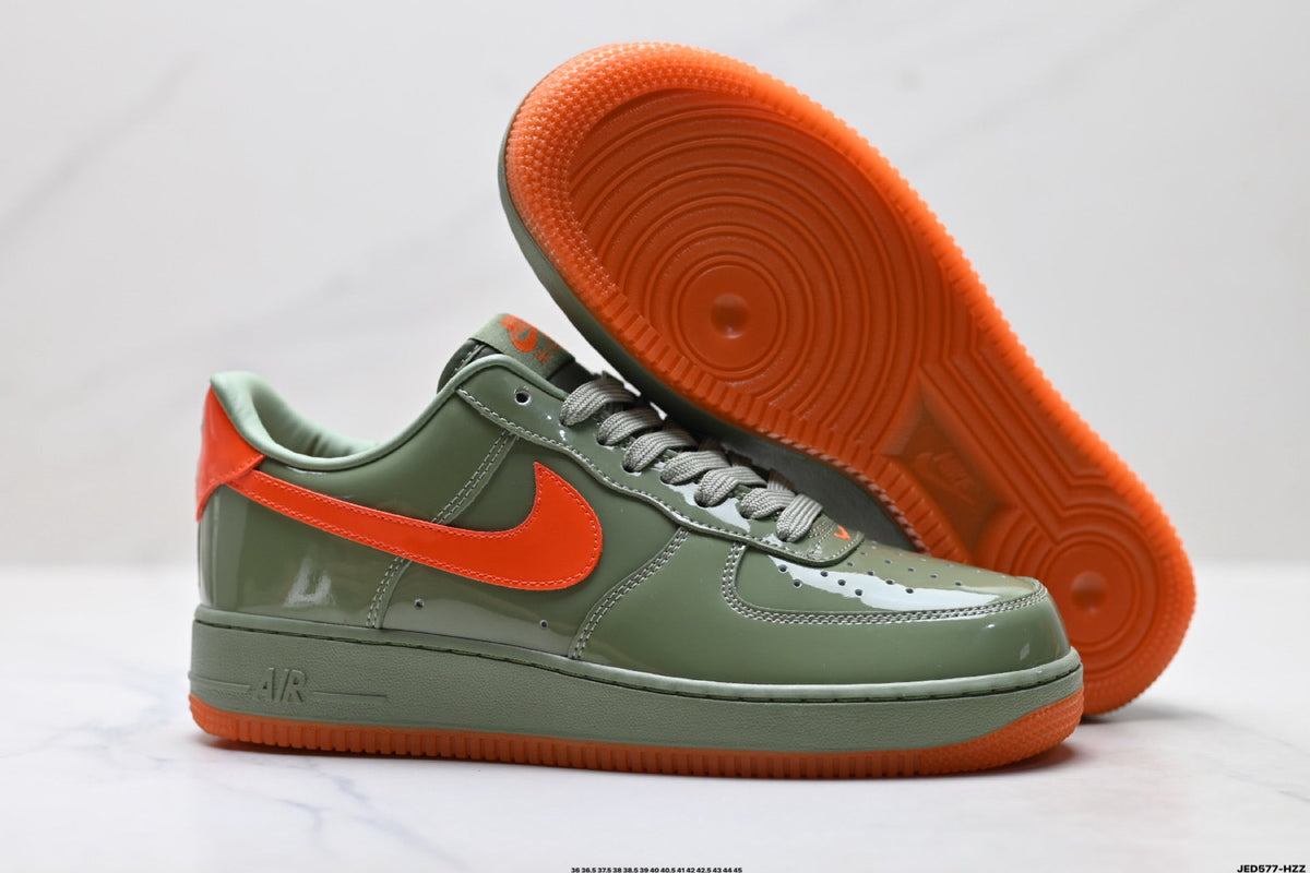 Nike Air Force 1 Low Sage Green Orange Unisex Sneakers Style 23