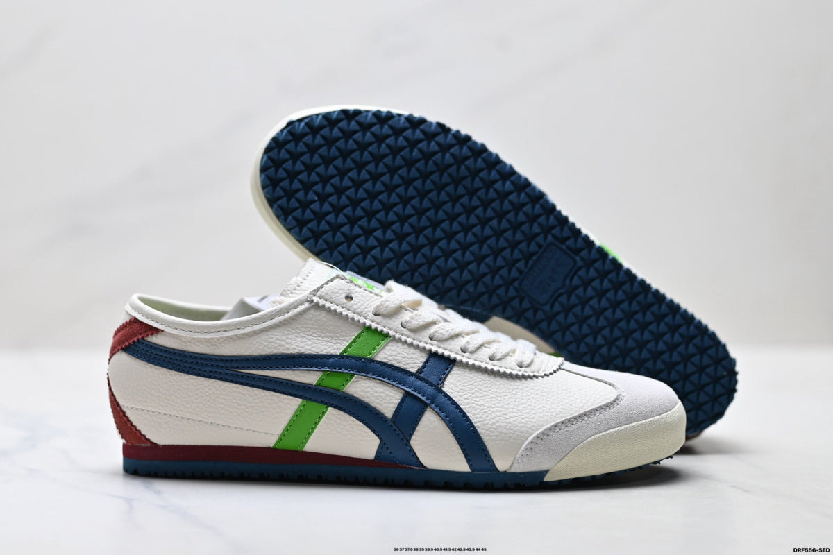 Onitsuka Tiger Retro Low Top White Navy Green Unisex Shoes Style 21