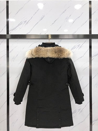 Canada Goose Long Hooded Parka with Button-Front Placket