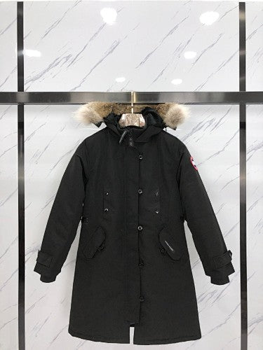 Canada Goose Long Hooded Parka with Button-Front Placket