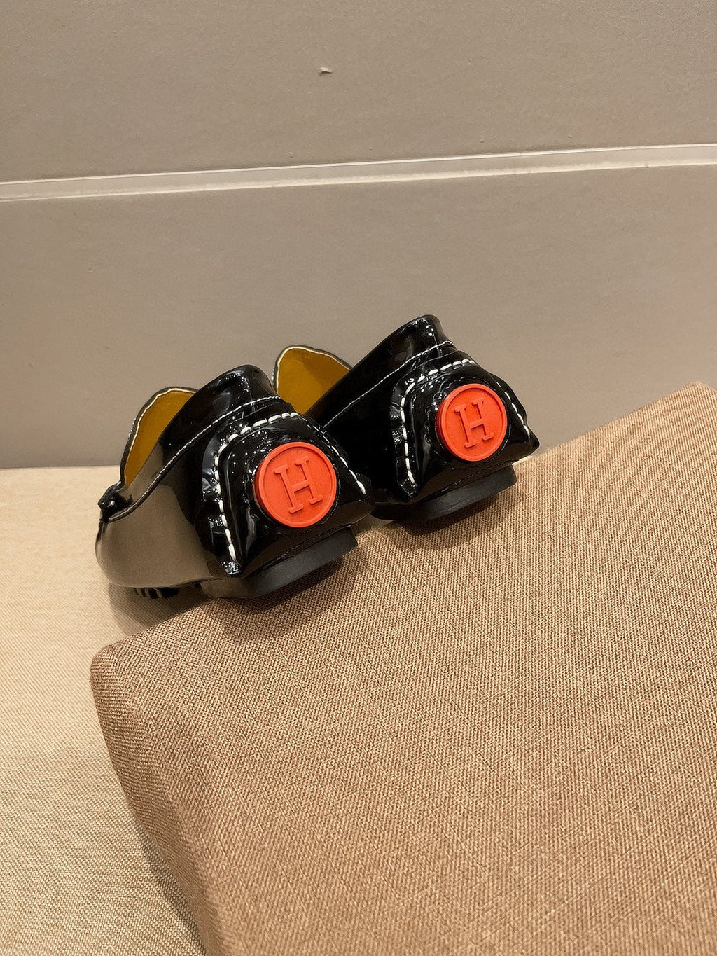 Hermès Black Textured Loafers