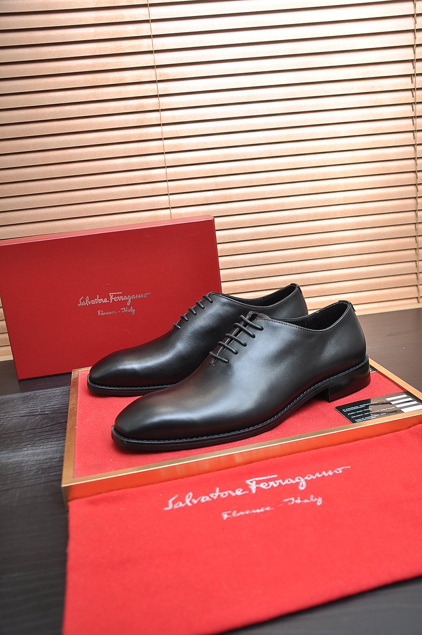 Salvatore Ferragamo Black Lace-Up Dress Shoes