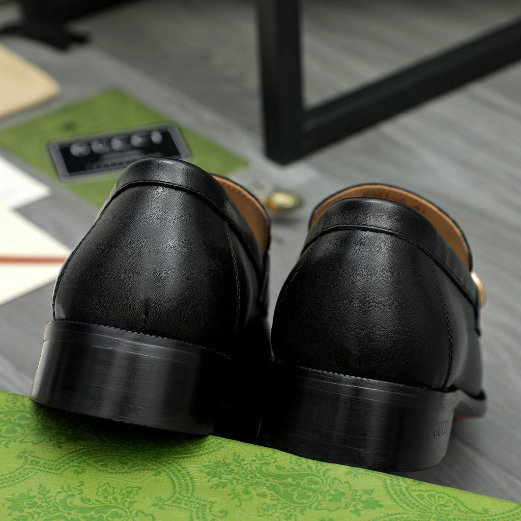 Gucci Black Loafers with Gold-Tone Hardware
