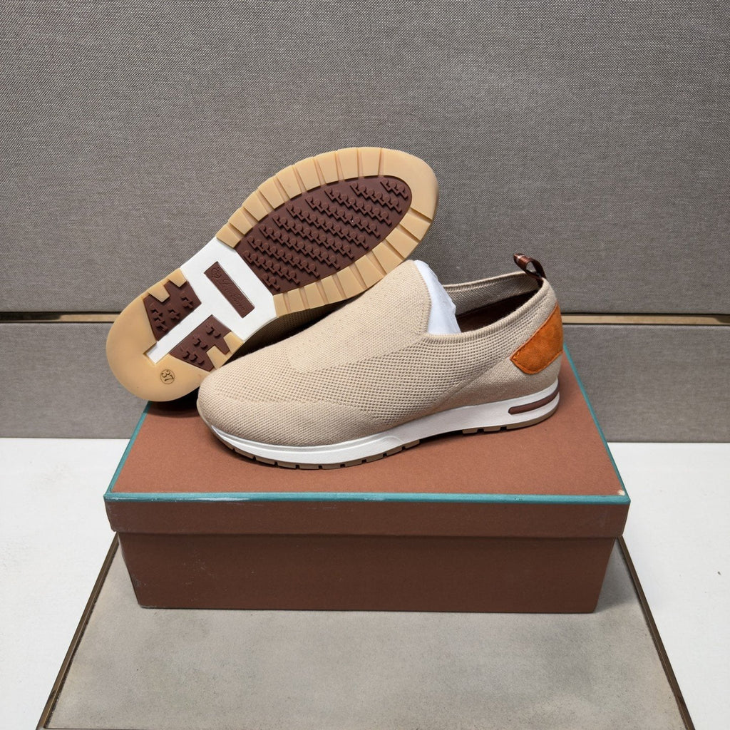 Loro Piana Beige Textured Slip-On Shoes