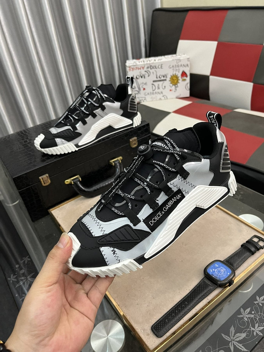 Dolce & Gabbana Black, White and Gray Sneakers