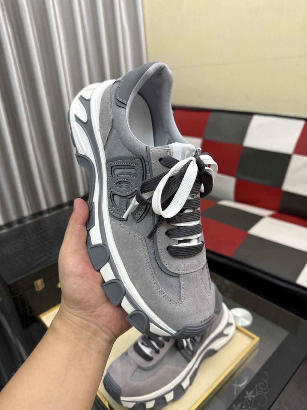 Dolce & Gabbana Men's Gray Lace-Up Sneakers