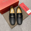Salvatore Ferragamo Black Textured Driving Loafers
