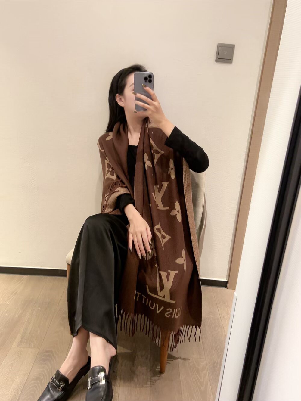 Louis Vuitton Monogram Fringed Scarf
