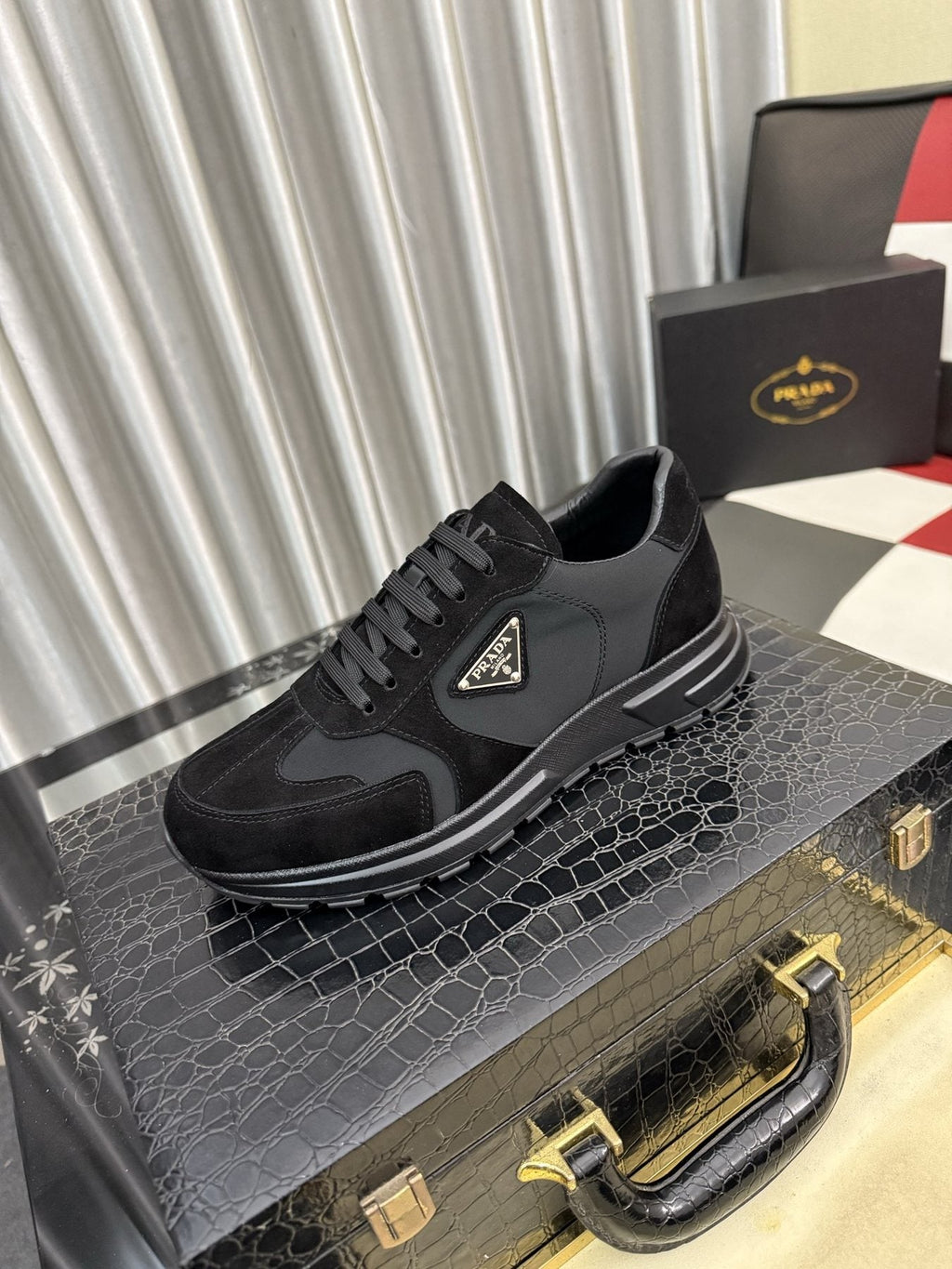 Prada Men's Black Triangle Badge Sneakers