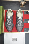 GUCCI Gray Patterned Low-Top Sneakers