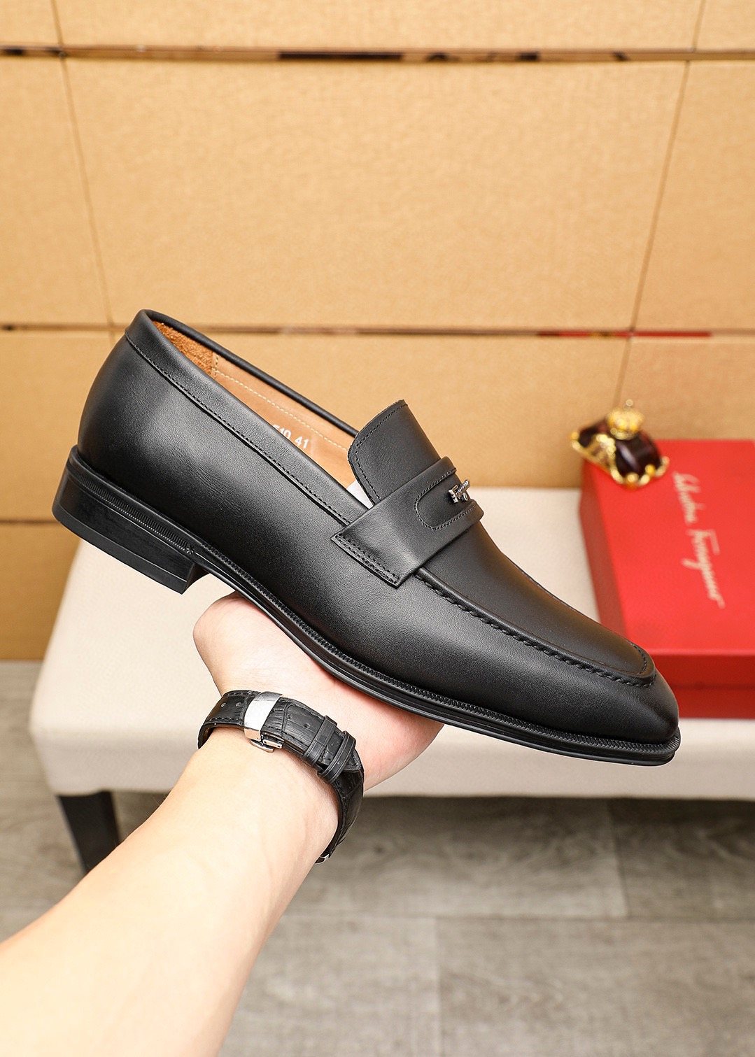 Ferragamo Leather Bit Loafers - Stacked Heel