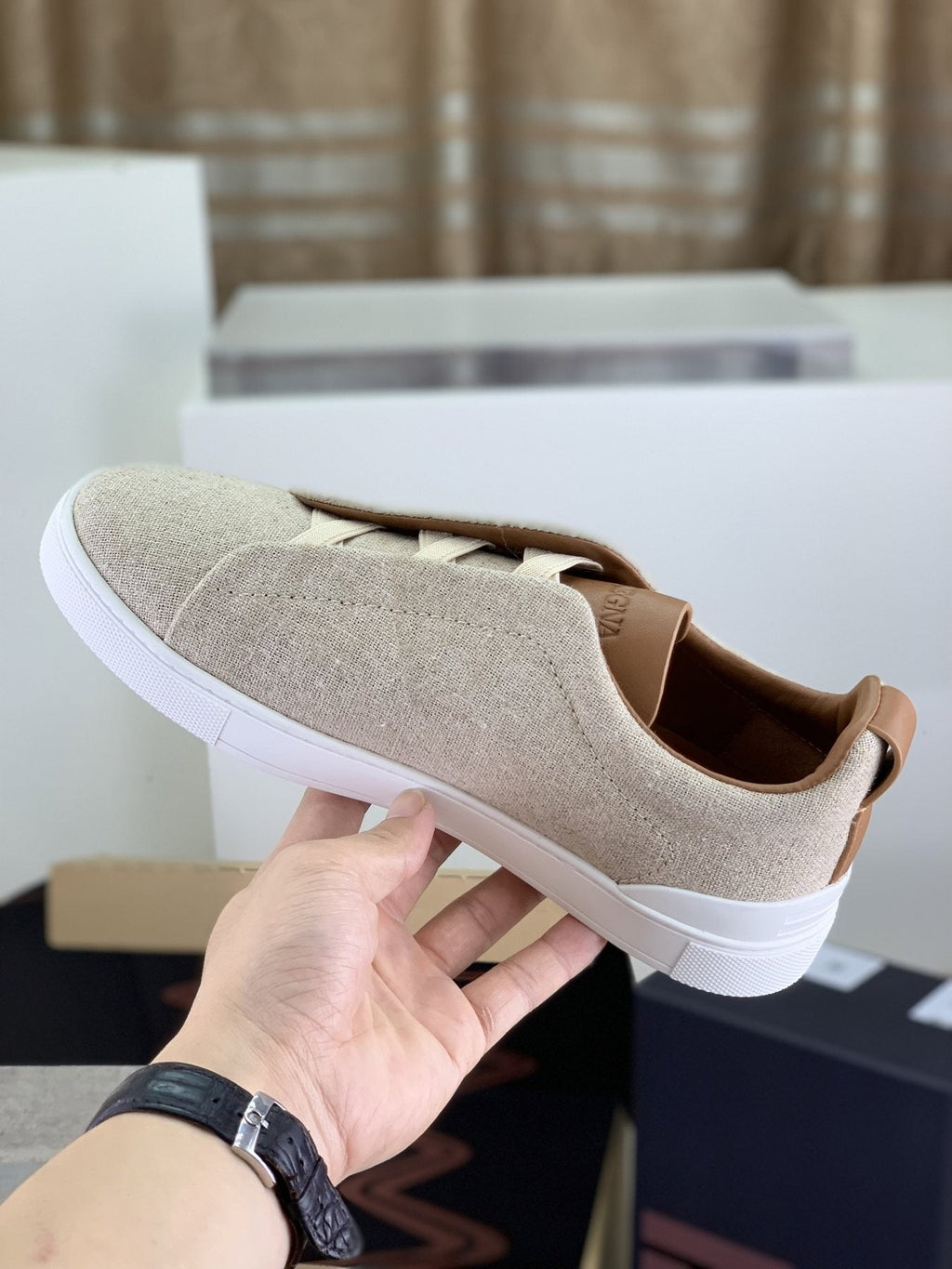 Zegna Triple Stitch Slip-On Sneakers - Canvas Upper