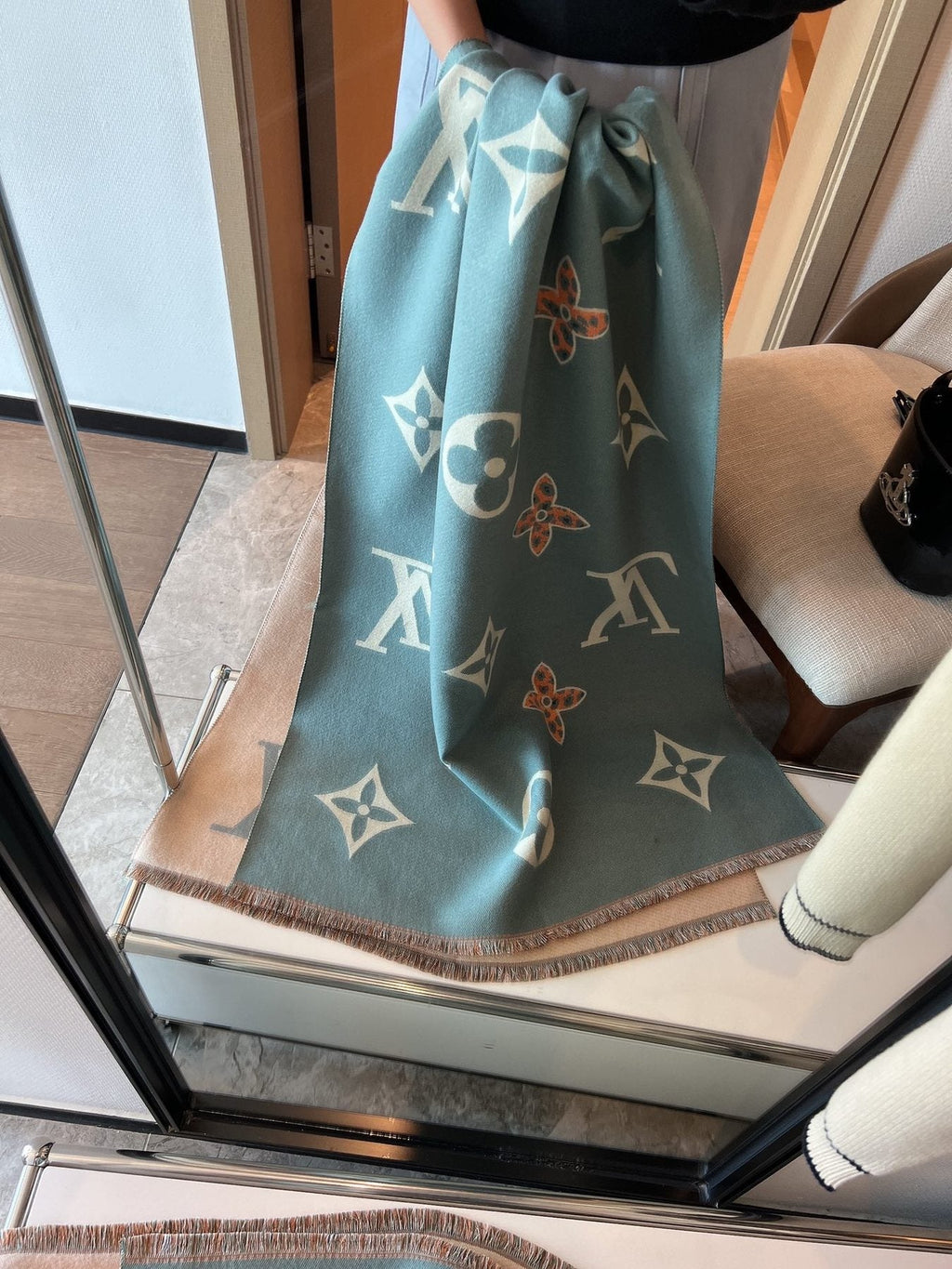 Louis Vuitton Monogram Fringed Scarf