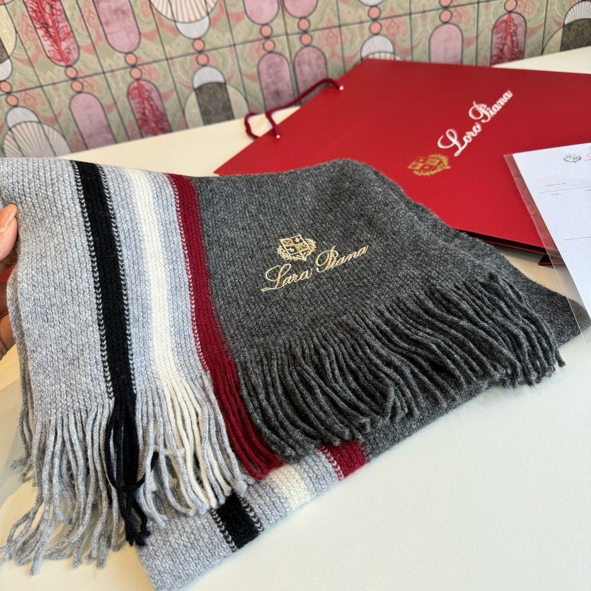 Loro Piana Striped Fringed Scarf