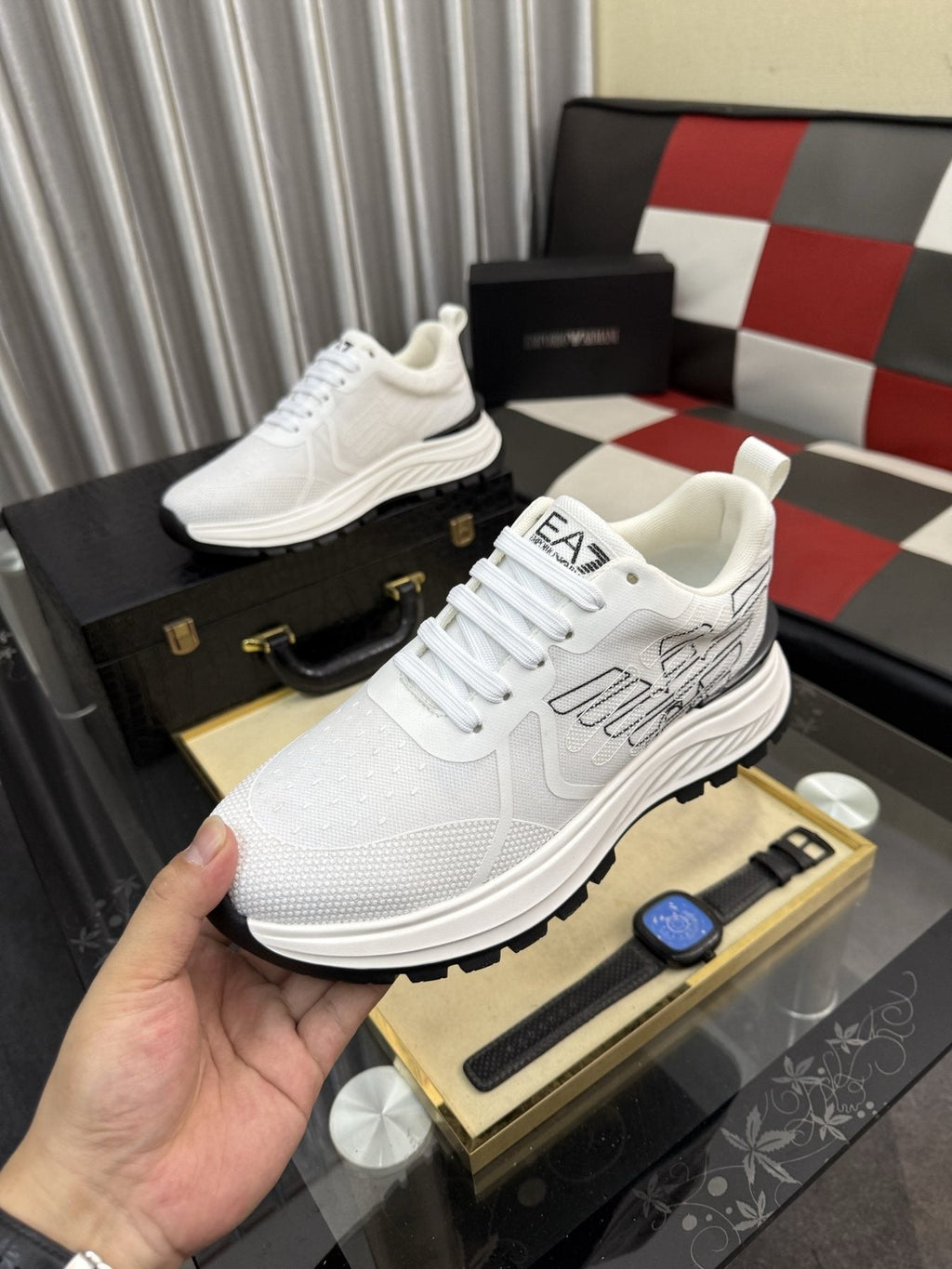 Emporio Armani White Low-Top Sneakers