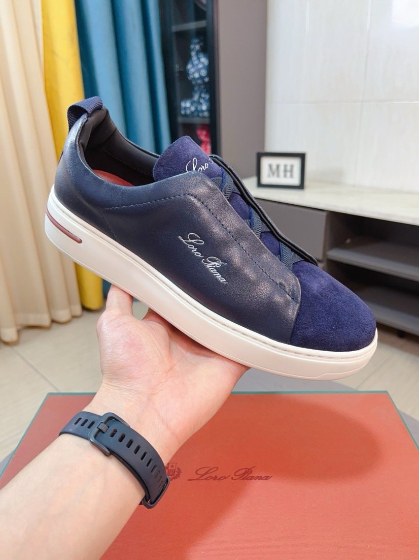 Loro Piana Contrast Stripe Low-Top Sneakers